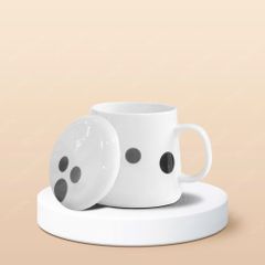 Ly sứ hiện đại quai C có nắp in logo