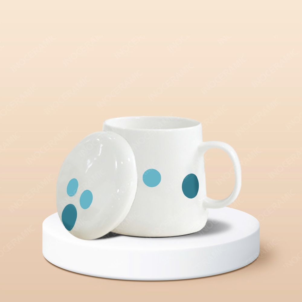 Ly sứ hiện đại quai C có nắp in logo