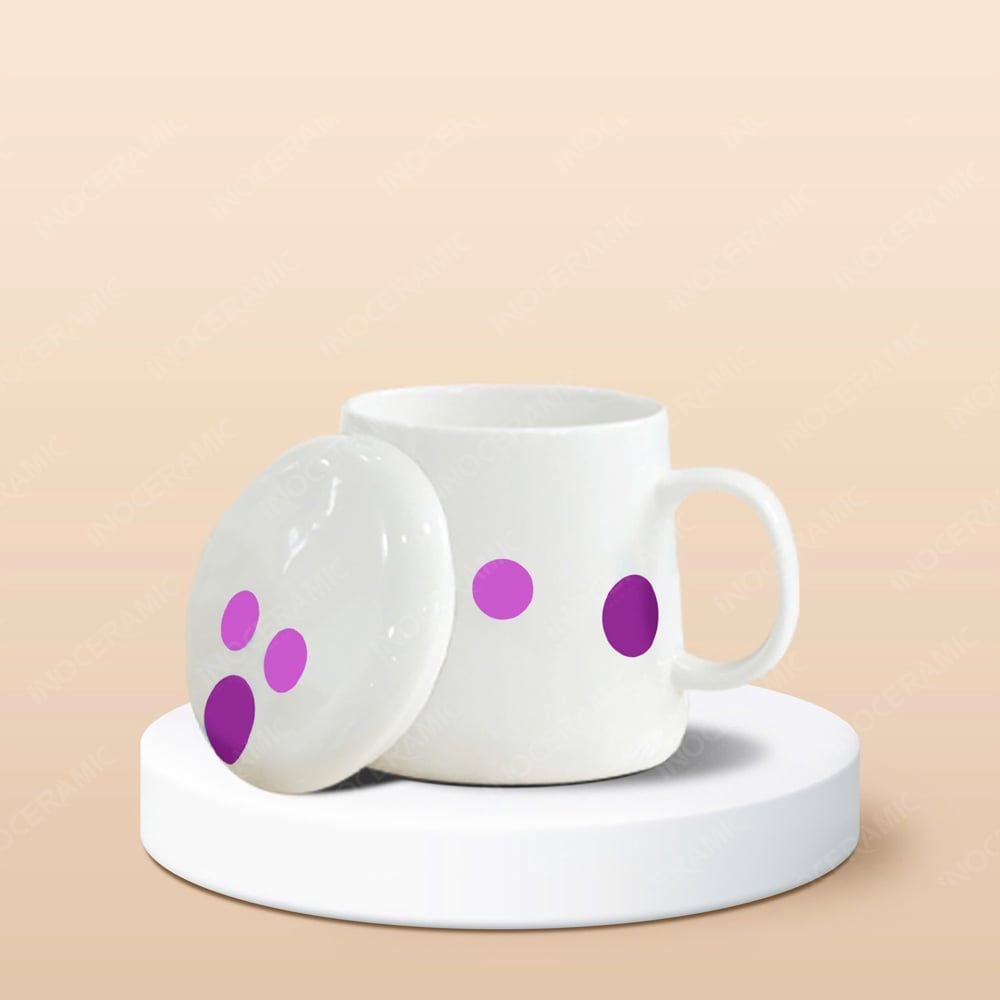 Ly sứ hiện đại quai C có nắp in logo