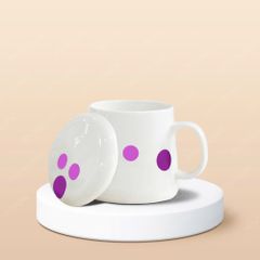 Ly sứ hiện đại quai C có nắp in logo