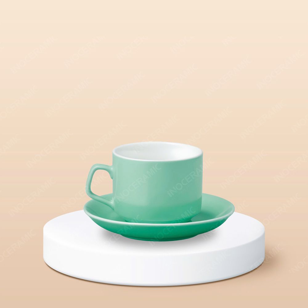 Ly sứ cà phê quai vuông in logo