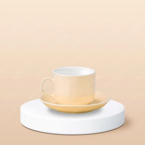 Ly sứ cà phê quai vuông in logo