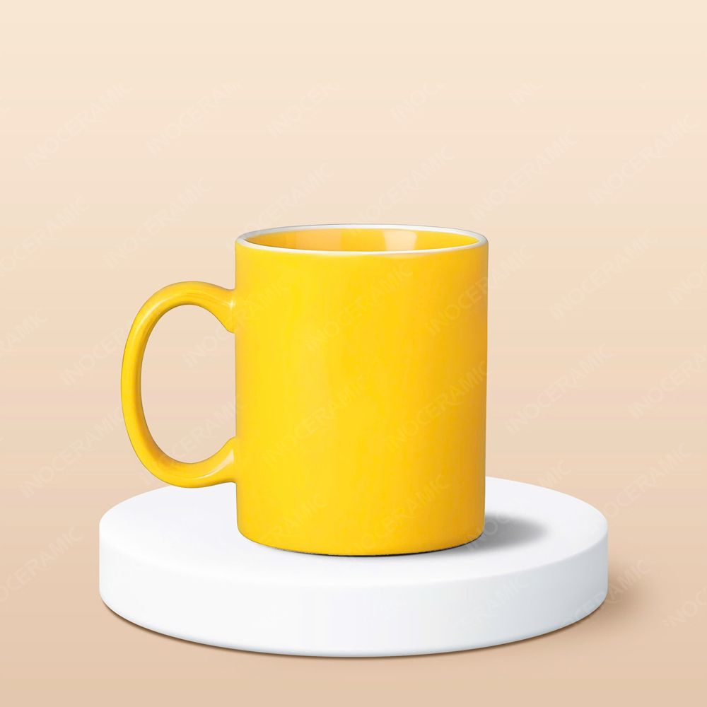 Ly sứ trụ quai C men màu kẻ miệng in logo