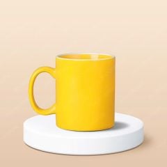 Ly sứ trụ quai C men màu kẻ miệng in logo