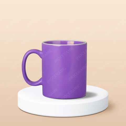 Ly sứ trụ quai C men màu kẻ miệng in logo