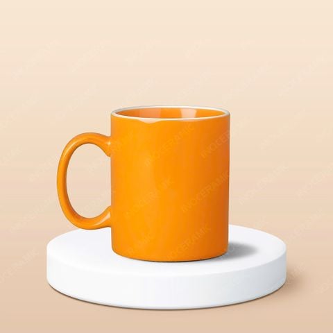 Ly sứ trụ quai C men màu kẻ miệng in logo