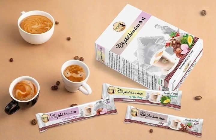 Cà Phê Hòa Tan 3 Vị ( Sầu riêng, Khoai môn, 688) - Ê Đê Café - Hộp 15 gói
