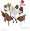 Combo bàn ăn Concodor chân gỗ ASH mặt đá 1m4 + 6 Ghế Grace