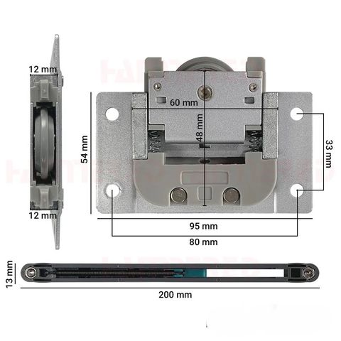  Bánh xe cửa lùa giảm chấn Hammered 