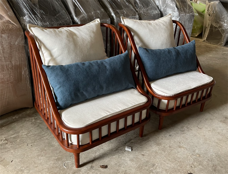 Ghế sofa đơn nệm trắng vải cỏ may 700 x 750 x 370/770