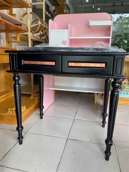 Bàn trang điểm màu đen + gương soi hình Oval 800 x 550 x 750mm