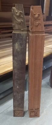 Chân tiện gỗ gõ 55 x 55 x 540 mm