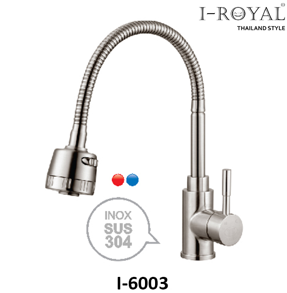 Vòi rửa chén NL Inox 304 lò xo I-Royal I-6003 (1 trưng bày)