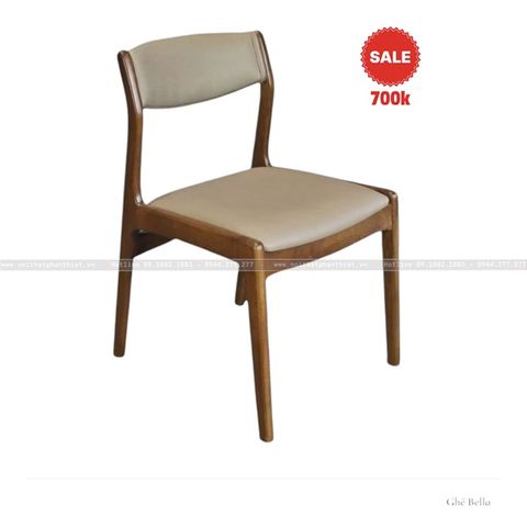  Ghế ăn PLC màu tự nhiên, mặt ngồi và tựa lưng nệm 