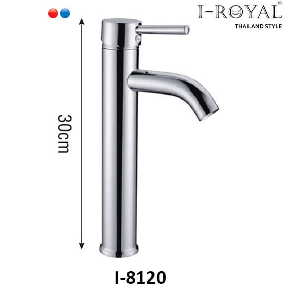 Vòi Lavabo nóng lạnh đồng thau mạ Crome Iroyal I-8120 (30cm)