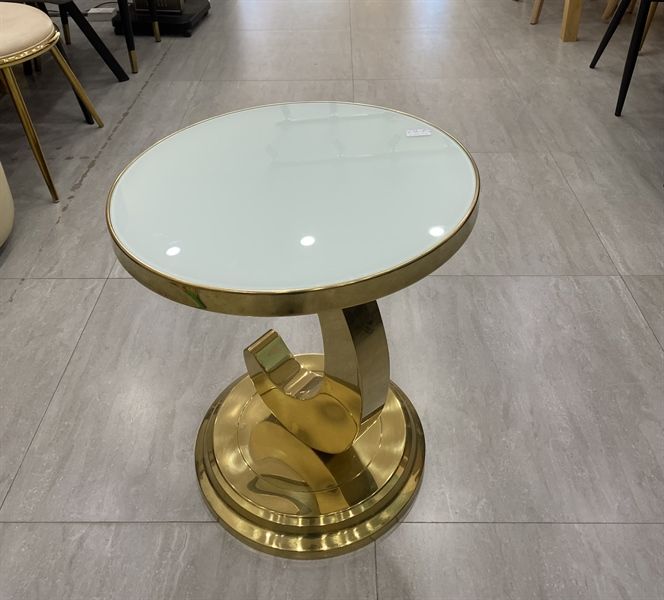 Bàn sofa chân vàng mặt đá D500xH530mm - Giá gốc: 2,660,000