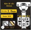 Bản lề giảm chấn Inox 304 cong vừa 40mm