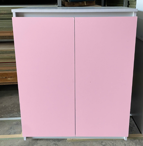 Tủ MDF xám, cánh hồng 800 x 300 x 1000mm