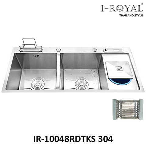  Chậu rửa chén Inox 304 đúc cao cấp I-Royal 10048RDT KS ( CRC, vòi dây rút I-6009, khay rút, bình xà phòng) 