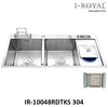 Chậu rửa chén Inox 304 đúc cao cấp I-Royal 10048RDT KS ( CRC, vòi dây rút I-6009, khay rút, bình xà phòng)