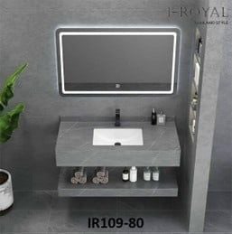 Tủ Lavabo 2 tầng I-Royal IR109-80 xám + Gương