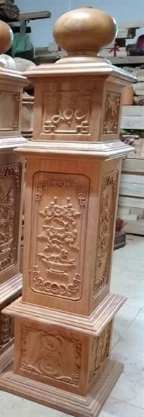 Trụ cầu thang gỗ gõ PLT size 19cm