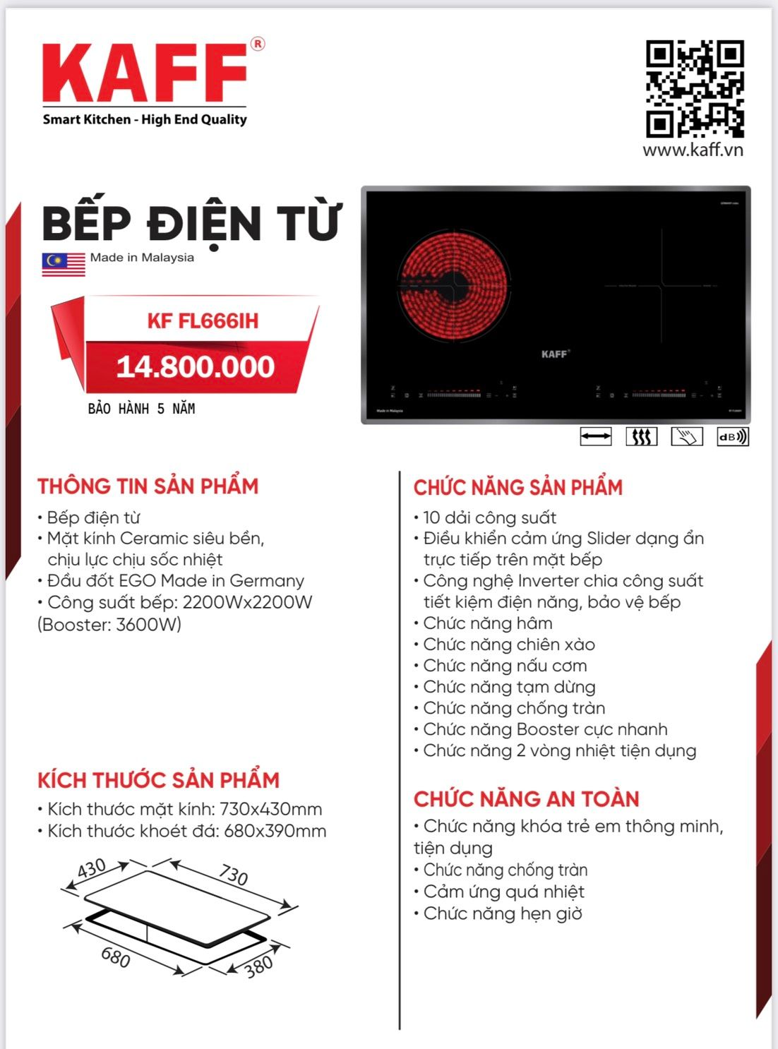 BẾP ĐIỆN TỪ KAFF KF-FL666IH