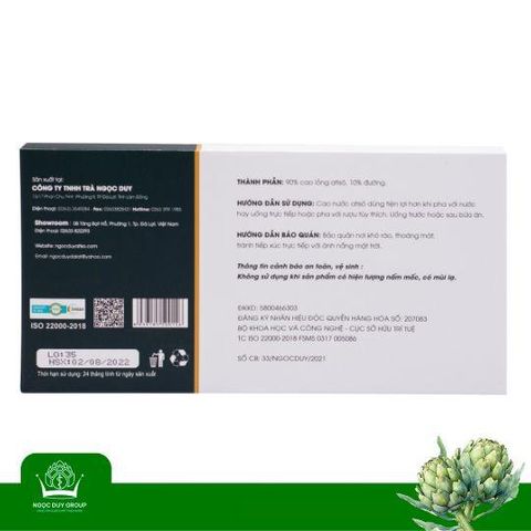 CAO NƯỚC ATISO NGUYÊN CHẤT CÓ ĐƯỜNG - 10 ỐNG X 10ML
