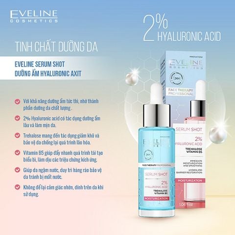 Tinh chất dưỡng da Eveline Serum Shot dưỡng ẩm Hyaluronic axit 30ML