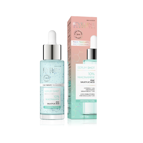 [Tặng TDC Eveline] Tinh chất dưỡng da Eveline Serum Shot ngừa mụn, se khít lỗ chân lông Niacinamide 30ML