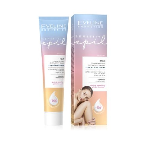 [Tặng TDC Eveline] Kem tẩy lông Eveline Sensitiv Epil làm dịu chiết xuất hoa hồng cho da nhạy cảm 125ML