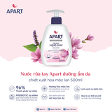 [Tặng bông tăm Care4u] Nước rửa tay Apart dưỡng ẩm da chiết xuất hoa mộc lan 500ML