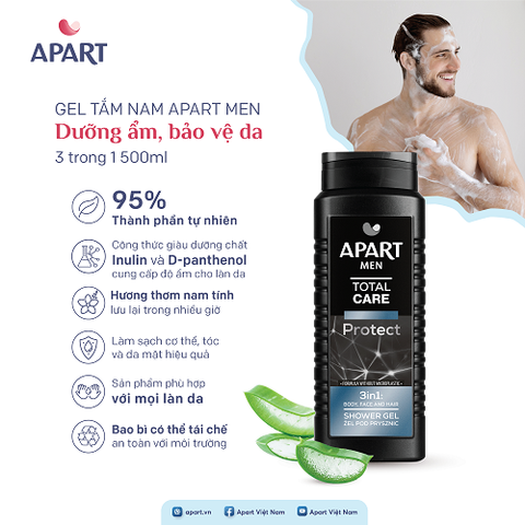Gel tắm nam Apart Men dưỡng ẩm, bảo vệ da 3 trong 1 500ML