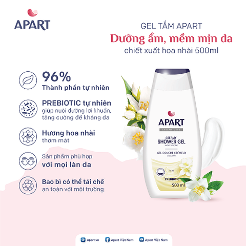 Gel tắm Apart dưỡng ẩm, mềm mịn da chiết xuất hoa nhài 500ML