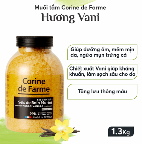 [Tặng TDC Eveline] Muối tắm Corine de Farme - Hương Vani 1.3Kg