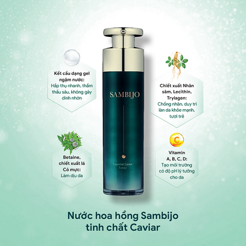 Nước hoa hồng dưỡng ẩm SAMBIJO chống nhăn, phục hồi da tinh chất Caviar 120ML