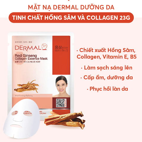 Mặt nạ Dermal dưỡng da tinh chất hồng sâm và collagen 23g