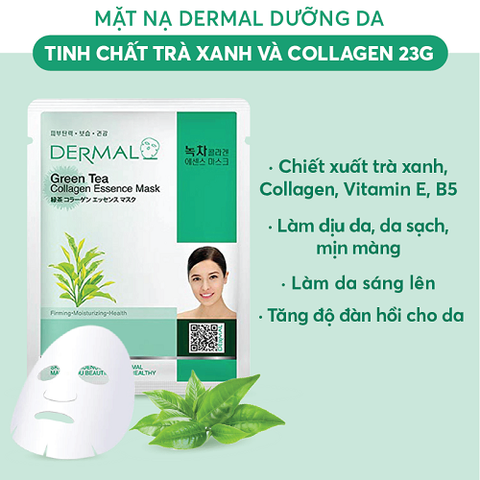 Mặt nạ Dermal dưỡng da tinh chất trà xanh và collagen 23g