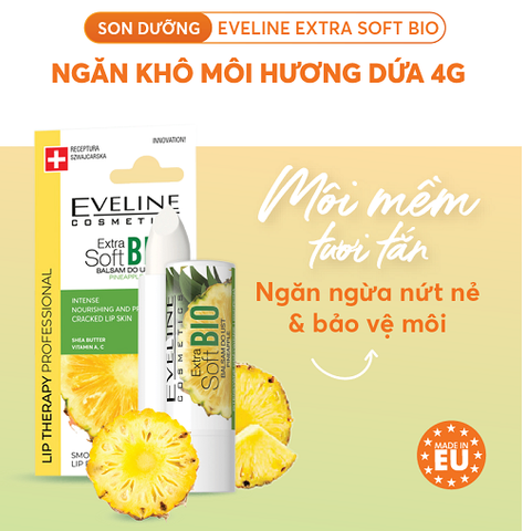 Son dưỡng Eveline Extra Soft Bio ngăn khô môi hương dứa 4g