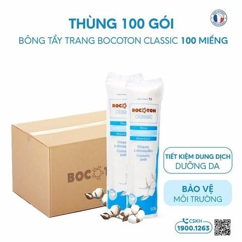 Thùng 100 gói bông tẩy trang Bocoton Classic 100 miếng