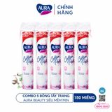 Combo 5 Bông tẩy trang Aura Beauty 120+30 miếng