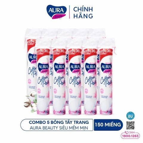 Combo 10 Bông tẩy trang Aura Beauty 120+30 miếng