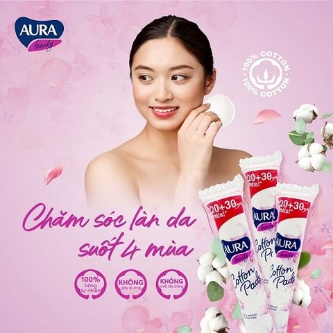 Bông tẩy trang Aura Beauty 120+30 miếng