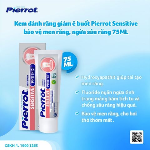 Kem đánh răng giảm ê buốt Pierrot Sensitive bảo vệ men răng, ngừa sâu răng 75ML