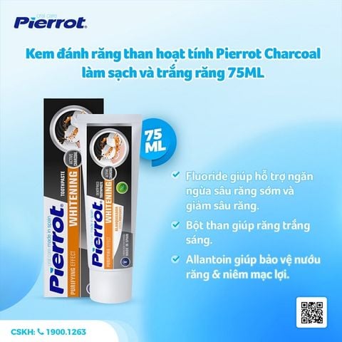 Kem đánh răng than hoạt tính Pierrot Charcoal làm sạch và trắng răng 75ML