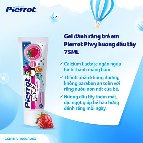 Gel đánh răng trẻ em Pierrot Piwy hương dâu tây 75ML