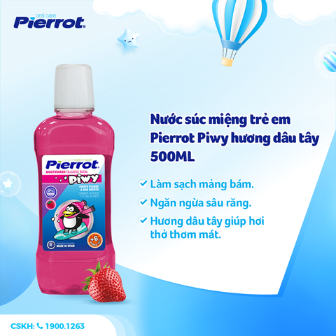 Nước súc miệng trẻ em Pierrot Piwy hương dâu tây 500ML