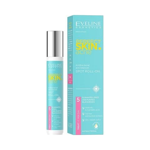 [Tặng mặt nạ Daliv] Lăn ngừa mụn Eveline Perfect Skin Acne kháng khuẩn và làm dịu da 15ML