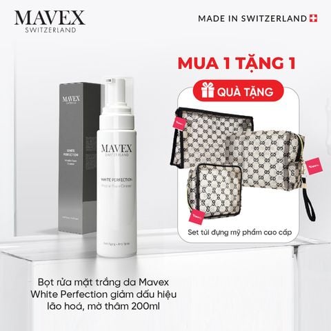 [Tặng set 3 túi Care4u] Bọt rửa mặt trắng da Mavex White Perfection giảm dấu hiệu lão hoá, mờ thâm 200ML