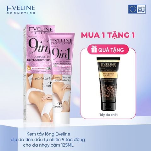 [Tặng TDC Eveline] Kem tẩy lông Eveline dịu da tinh dầu tự nhiên 9 tác động cho da nhạy cảm 125ML